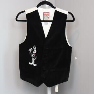 Vintage Looney Tunes Bugs Bunny‎ Tuxedo Vest Black Velvet XS Warner Bros